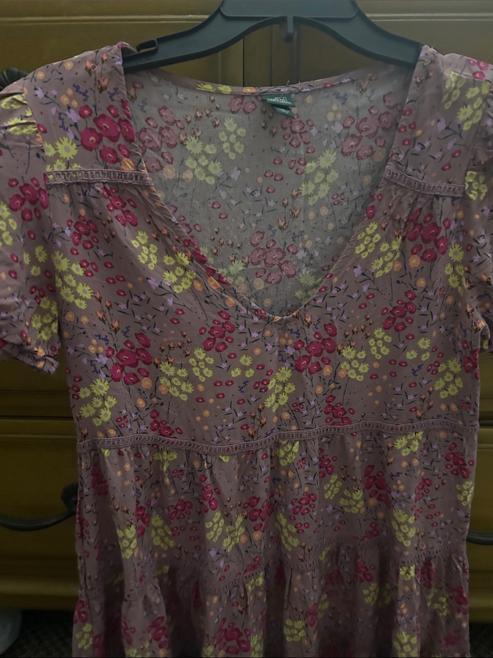 Wildflowers Mauve Floral V-Neck Tunic with Pink & Lime Accents